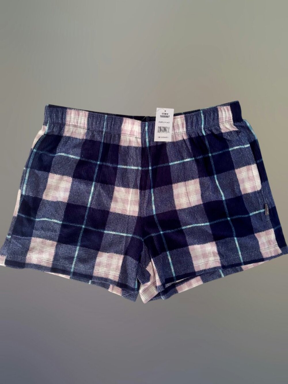 Eddie Bauer Sleepwear Fleece Shorts Blue Plaid Pajama Lounge Pockets Women's Med